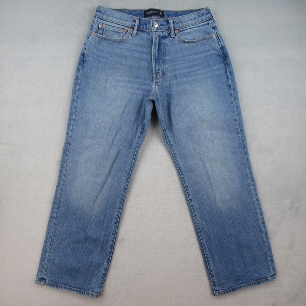 Abercrombie & Fitch Vintage Stretch High Rise Straight Jeans Blue 31x30